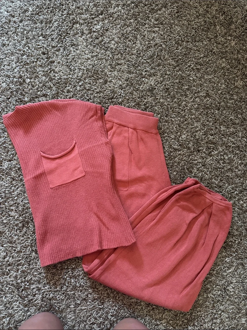 Amazon Coral Knit Pantsuit Set - Pink Coral